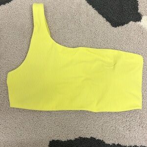 Lululemon ribbed nulu asymmetrical yoga bra light support color: electric lemon